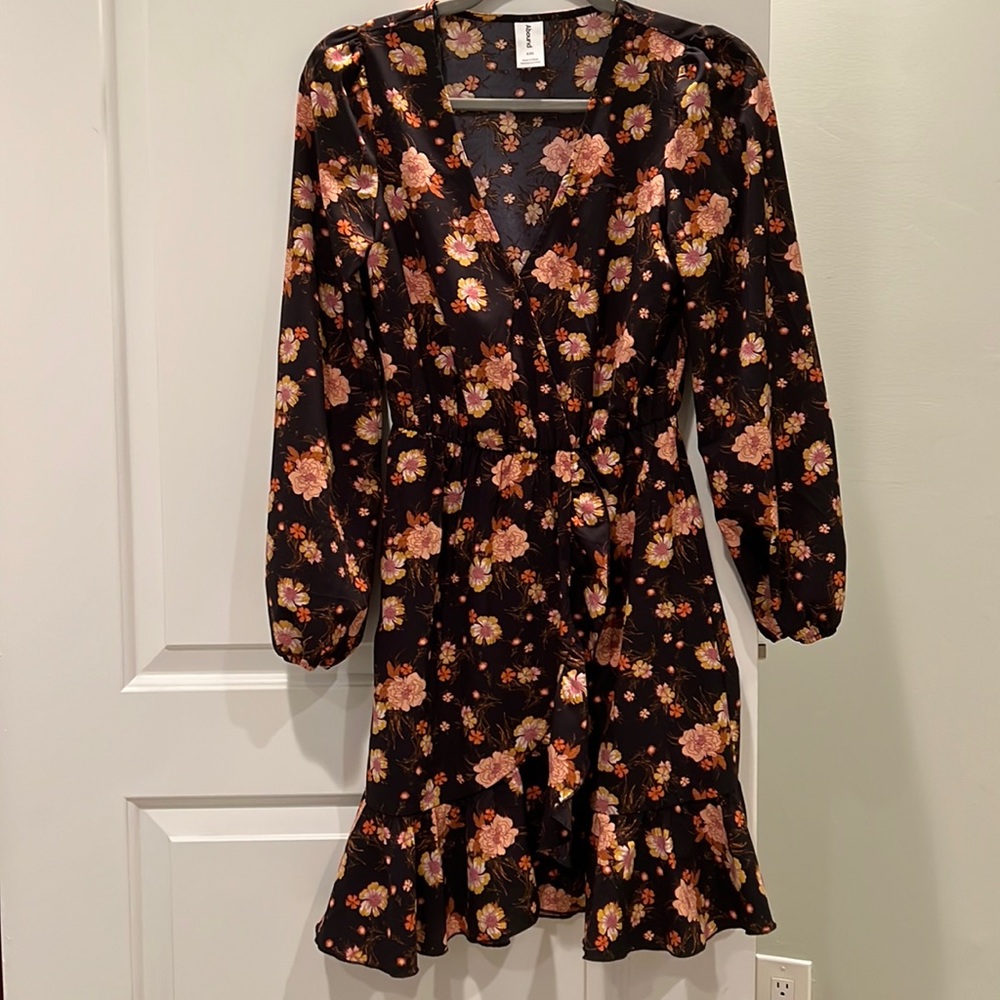 Floral long sleeved wrap dress